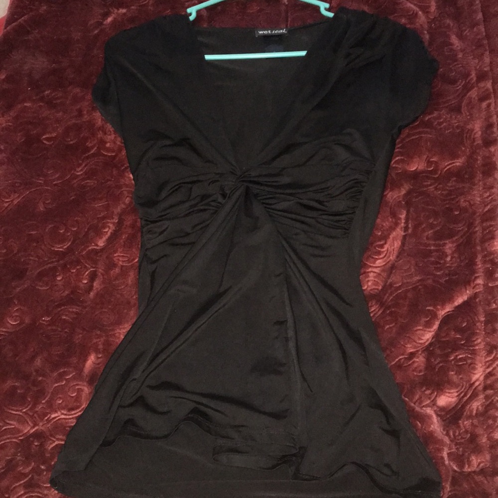 Shiny black dress up shirt